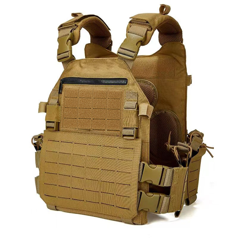 Plattenträger Weste – CHARLIE MIKE PC BASIC LASER coyote taktischer Plattenträger mit Laser-Cut-Molle-System und verstellbaren Schultergurten für Einsätze