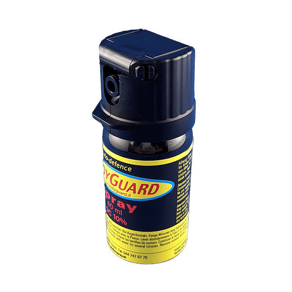 Pfefferspray Nebel BODYGUARD 40 ml Seitenansicht des kompakten Sprühbehälters mit Schutzklappe