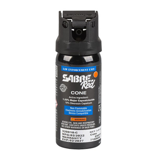 Pfefferspray Nebel MK-3 CONE 60 ml von SABRE Red – schwarzer Sprühbehälter mit Sprühkegel für großflächige Selbstverteidigung