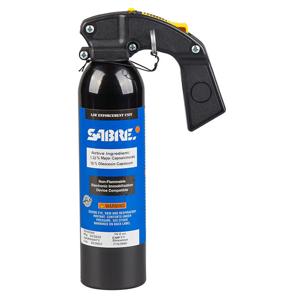 Pfefferspray MK-9 HIGH VOLUME STREAMER 480 ml – großer Sprühbehälter mit Pistolengriff und Strahlfunktion für Selbstverteidigung