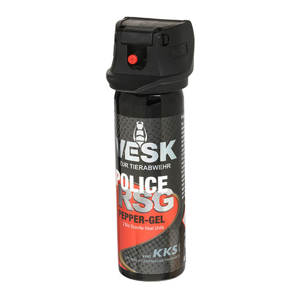 Pfefferspray Gel – VESK RSG Police 63 ml – schwarzer Gel-Strahl Behälter mit Sicherheitsmechanismus gegen unbeabsichtigtes Auslösen